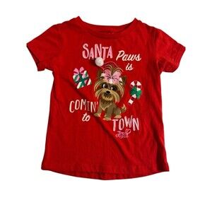 JoJo Siwa Girls Shirt Christmas Santa Paws Yorki Red Youth XS Holiday T-shirt